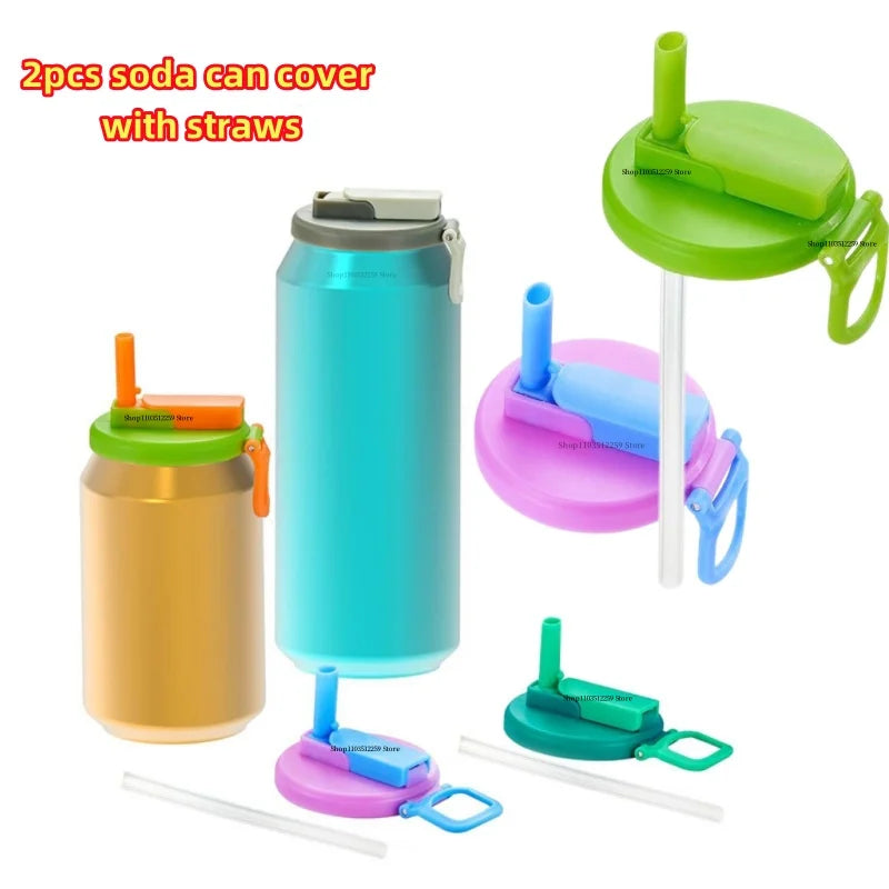 2PCS Soda Can Cover Creative Sealed Silicone Straw Beverage Can Cover Cup Cov Suitable For Canned Beverage Reusable Tank Cover