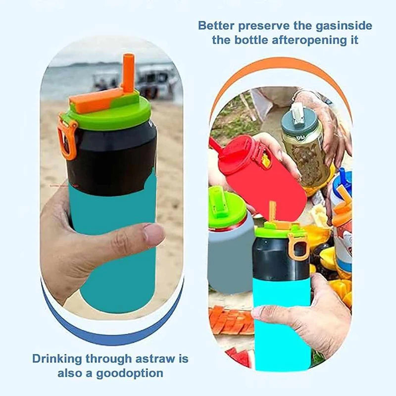 2PCS Soda Can Cover Creative Sealed Silicone Straw Beverage Can Cover Cup Cov Suitable For Canned Beverage Reusable Tank Cover